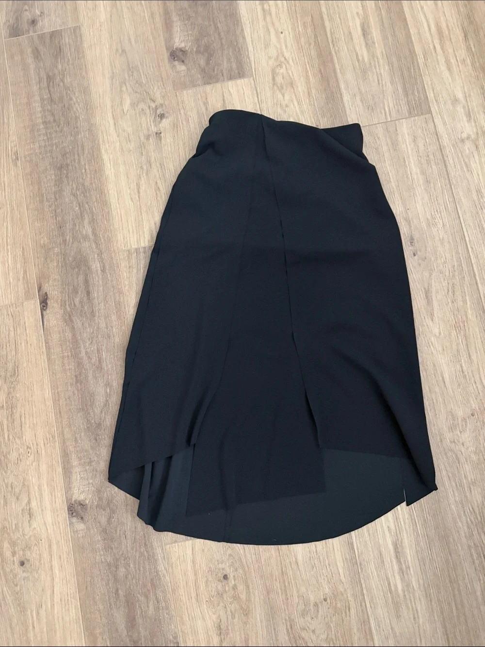 OAK + FORT Black High-Low Asymmetric Midi Skirt